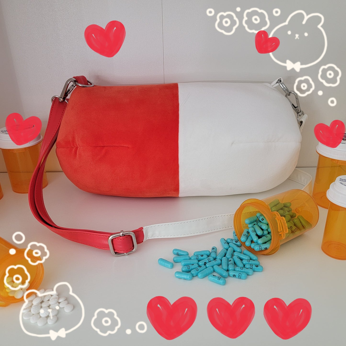 Plush Pill Capsule Crossbody Bag