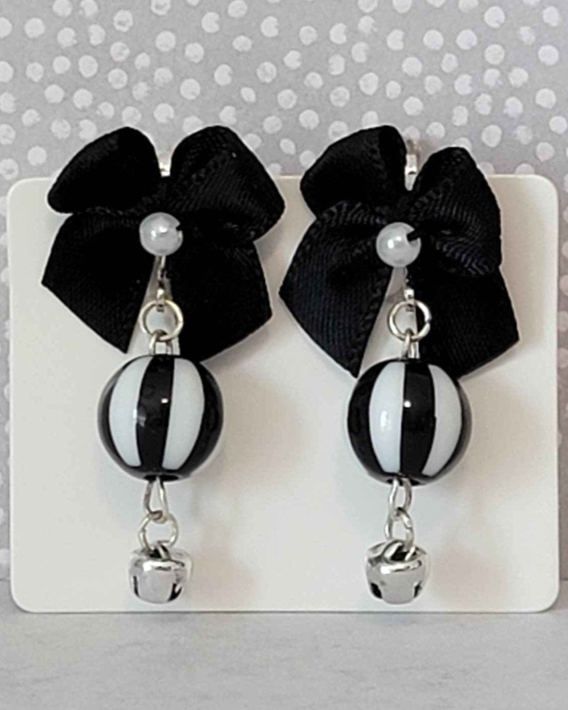 Black Circus Bell Earrings (Clip-on)