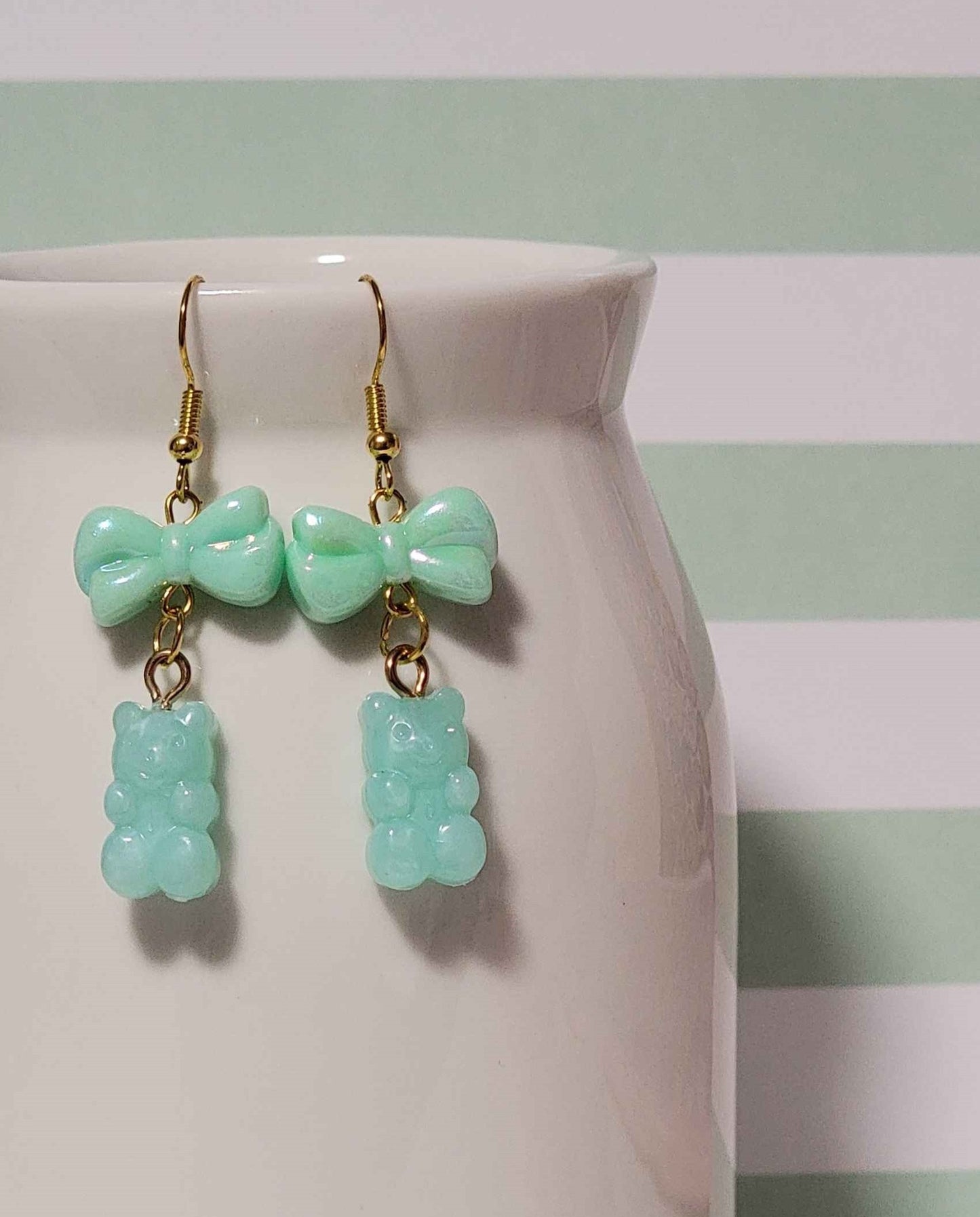 Green Gummy Bear Earrings (Pierced)