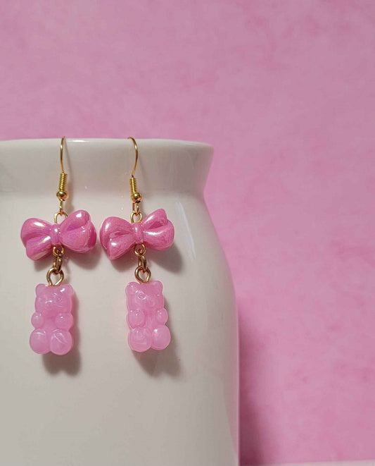 Gummy Bear Earrings Pink (Pierced)